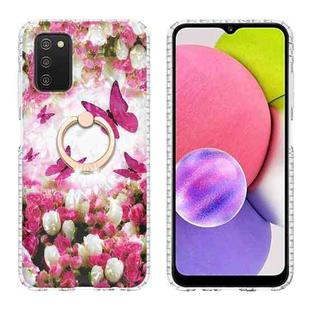 For Samsung Galaxy A03s 164mm India Version Ring Holder 2.0mm Airbag TPU Phone Case(Dancing Butterflies)