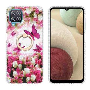 For Samsung Galaxy A12 5G / M12 / F12 Ring Holder 2.0mm Airbag TPU Phone Case(Dancing Butterflies)