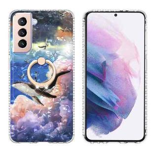 For Samsung Galaxy S21+ 5G Ring Holder 2.0mm Airbag TPU Phone Case(Whale)