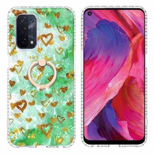 For OPPO A54 5G / A74 5G / A93 5G Ring Holder 2.0mm Airbag TPU Phone Case(Gold Heart)