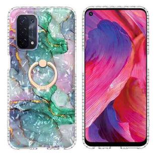 For OPPO A54 5G / A74 5G / A93 5G Ring Holder 2.0mm Airbag TPU Phone Case(Ink Green Marble)