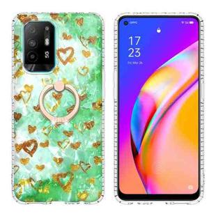 For OPPO A94 4G / F19 Pro / Reno5 F Ring Holder 2.0mm Airbag TPU Phone Case(Gold Heart)