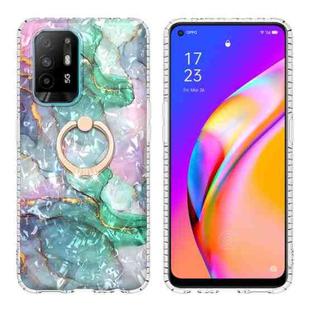 For OPPO A94 4G / F19 Pro / Reno5 F Ring Holder 2.0mm Airbag TPU Phone Case(Ink Green Marble)