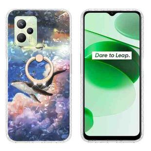 For Realme C35 Ring Holder 2.0mm Airbag TPU Phone Case(Whale)