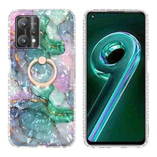For Realme 9 Pro 5G Ring Holder 2.0mm Airbag TPU Phone Case(Ink Green Marble)