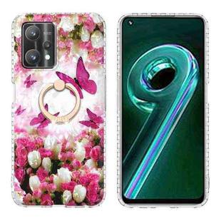 For Realme 9 Pro 5G Ring Holder 2.0mm Airbag TPU Phone Case(Dancing Butterflies)