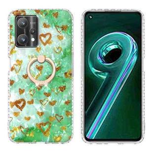 For Realme 9 Pro+ 5G / 9 4G Ring Holder 2.0mm Airbag TPU Phone Case(Gold Heart)