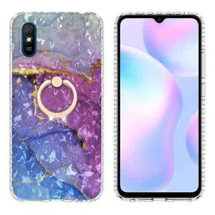 For Xiaomi Redmi 9A / 9i Indian Version Ring Holder 2.0mm Airbag TPU Phone Case(Blue Purple Marble)