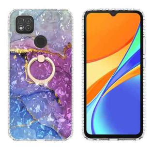 For Xiaomi Redmi 9C / 9 Indian Version Ring Holder 2.0mm Airbag TPU Phone Case(Blue Purple Marble)