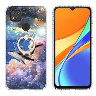 For Xiaomi Redmi 9C / 9 Indian Version Ring Holder 2.0mm Airbag TPU Phone Case(Whale)