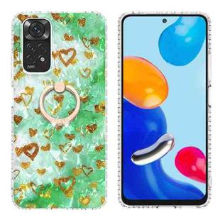 For Xiaomi Redmi Note 11 4G / 11S 4G Ring Holder 2.0mm Airbag TPU Phone Case(Gold Heart)