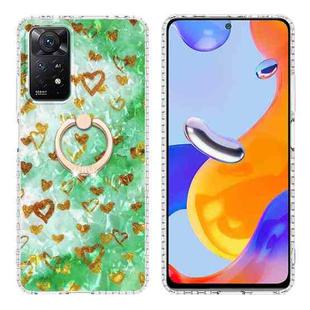 For Xiaomi Redmi Note 11 Pro 4G / 5G Ring Holder 2.0mm Airbag TPU Phone Case(Gold Heart)