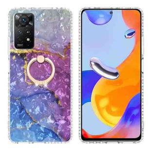 For Xiaomi Redmi Note 11 Pro 4G / 5G Ring Holder 2.0mm Airbag TPU Phone Case(Blue Purple Marble)
