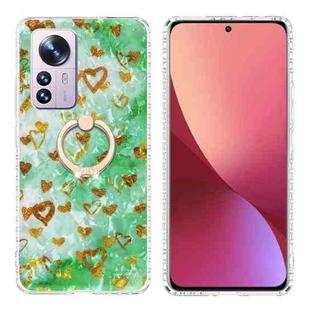 For Xiaomi 12 Pro Ring Holder 2.0mm Airbag TPU Phone Case(Gold Heart)