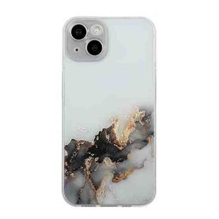 For iPhone 14 Hollow Marble Pattern TPU Straight Edge Fine Hole Protective Case (Black)