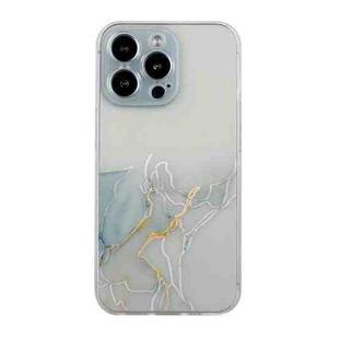 For iPhone 14 Pro Hollow Marble Pattern TPU Straight Edge Fine Hole Protective Case(Grey)