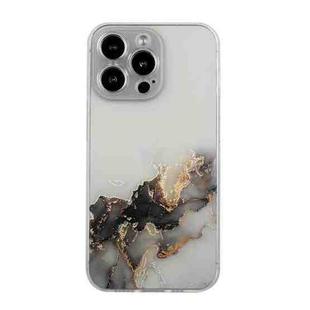 For iPhone 14 Pro Max Hollow Marble Pattern TPU Straight Edge Fine Hole Protective Case Pro Max(Black)