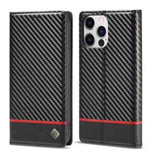 For iPhone 14 Pro LC.IMEEKE Carbon Fiber PU + TPU Leather Case(Horizontal Black)