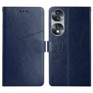 For Honor 70 HT01 Y-shaped Pattern Flip Leather Phone Case(Blue)