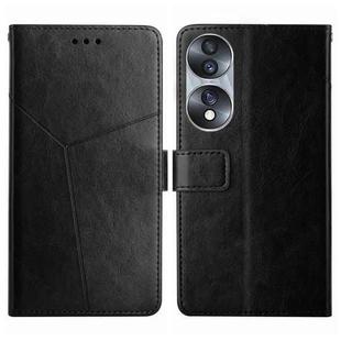 For Honor 70 HT01 Y-shaped Pattern Flip Leather Phone Case(Black)