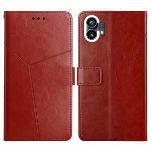 For Nothing Phone 1 HT01 Y-shaped Pattern Flip Leather Phone Case(Brown)