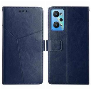 For Realme GT Neo2 HT01 Y-shaped Pattern Flip Leather Phone Case(Blue)