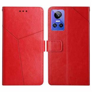 For Realme GT Neo 3 HT01 Y-shaped Pattern Flip Leather Phone Case(Red)