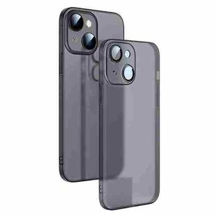 For iPhone 14 Camera Protector Translucent Frosted PC Phone Case (Black)