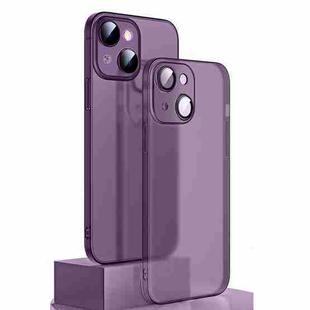 For iPhone 14 Plus Camera Protector Translucent Frosted PC Phone Case (Purple)