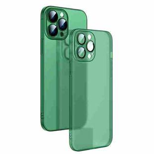 For iPhone 14 Pro Max Camera Protector Translucent Frosted PC Phone Case (Green)