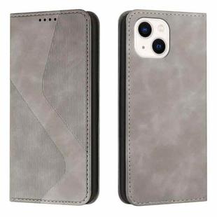 For iPhone 14 Skin Feel Magnetic S-type Solid Color Leather Phone Case Max(Grey)