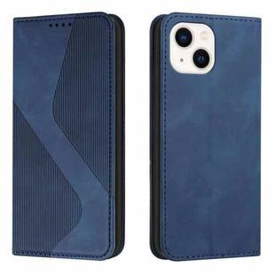 For iPhone 14 Skin Feel Magnetic S-type Solid Color Leather Phone Case Max(Blue)