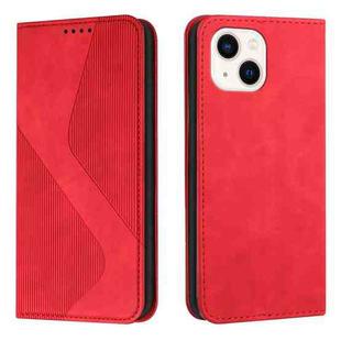 For iPhone 14 Skin Feel Magnetic S-type Solid Color Leather Phone Case (Red)