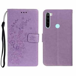 For Redmi Note 8 Pro Plum Blossom Pattern Left and Right Flip Leather Case with Bracket & Card Slot & Wallet & Lanyard(Purple)