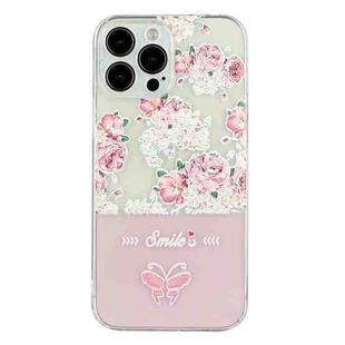 For iPhone 14 Pro Bronzing Butterfly Flower TPU Phone Case(Peony)