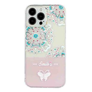 For iPhone 14 Pro Bronzing Butterfly Flower TPU Phone Case(Peacock Flower)