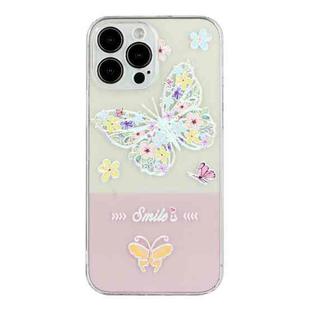 For iPhone 14 Pro Max Bronzing Butterfly Flower TPU Phone Case(Butterfly)