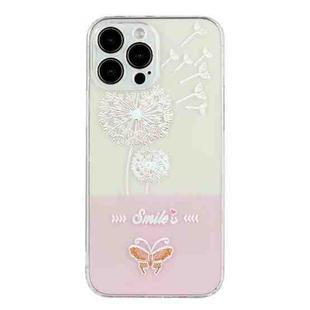 For iPhone 14 Pro Max Bronzing Butterfly Flower TPU Phone Case(Dandelions)