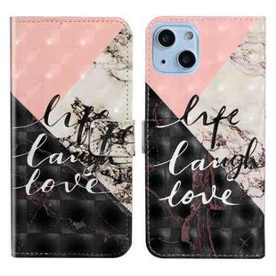 For iPhone 14 Plus 3D Drawing Leather Phone Case (Stitching Marble)