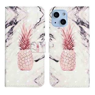 For iPhone 14 Plus 3D Drawing Leather Phone Case (Pineapple)