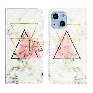 For iPhone 14 Plus 3D Drawing Leather Phone Case (Triangular Marble)