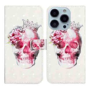 For iPhone 14 Pro 3D Drawing Leather Phone Case(Crown Skull)