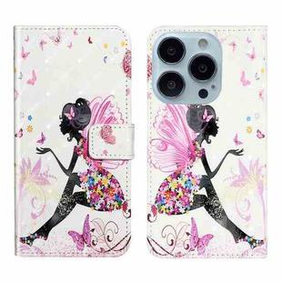 For iPhone 14 Pro 3D Drawing Leather Phone Case(Flower Fairy)