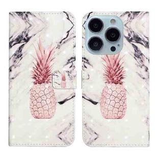 For iPhone 14 Pro Max 3D Drawing Leather Phone Case (Pineapple)