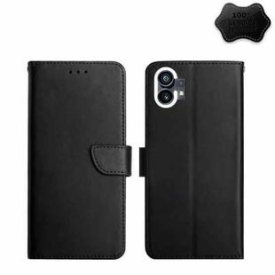 For Nothing Phone 1 Genuine Leather Fingerprint-proof Horizontal Flip Phone Case(Black)