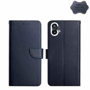 For Nothing Phone 1 Genuine Leather Fingerprint-proof Horizontal Flip Phone Case(Blue)