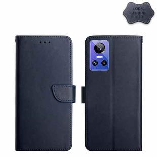 For Realme GT Neo 3 Genuine Leather Fingerprint-proof Horizontal Flip Phone Case(Blue)