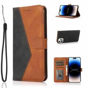 For iPhone 14 Pro Dual-color Stitching Leather Phone Case(Black Brown)