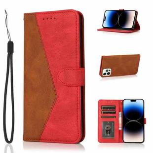 For iPhone 14 Pro Dual-color Stitching Leather Phone Case(Brown Red)