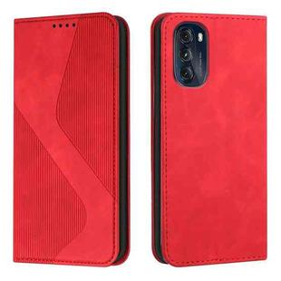 For Motorola Moto G 2022 Skin Feel Magnetic S-type Solid Color Leather Phone Case(Red)